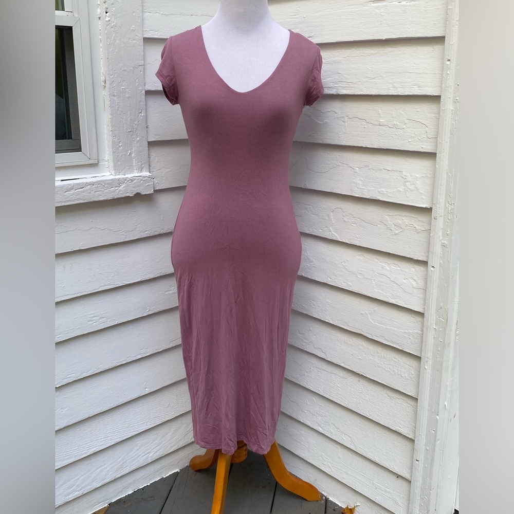 Women's Mauve Short-Sleeve Midi Dress